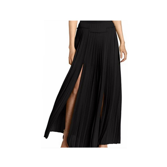 BCBG Dillon Pleated Paneled Maxi Skirt Black Size S,Specials : American Fashion Style Bags On Sale